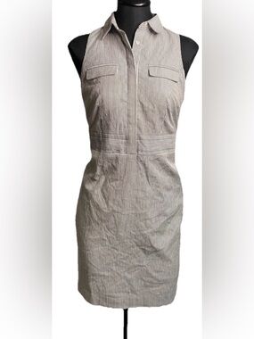 Ann Taylor Black and White Pinstripe Sleeveless Sheath Dress